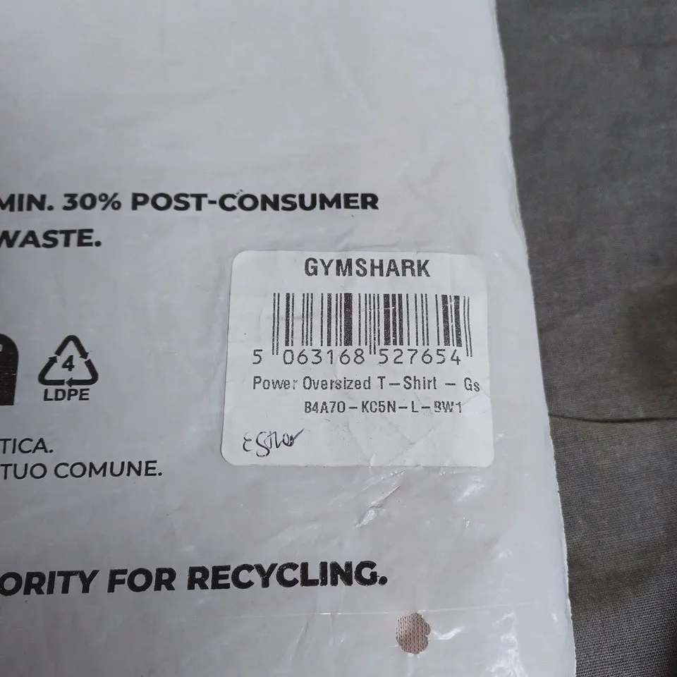 BAGGED GYMSHARK POWER OVERSIZED TEE - SIZE L