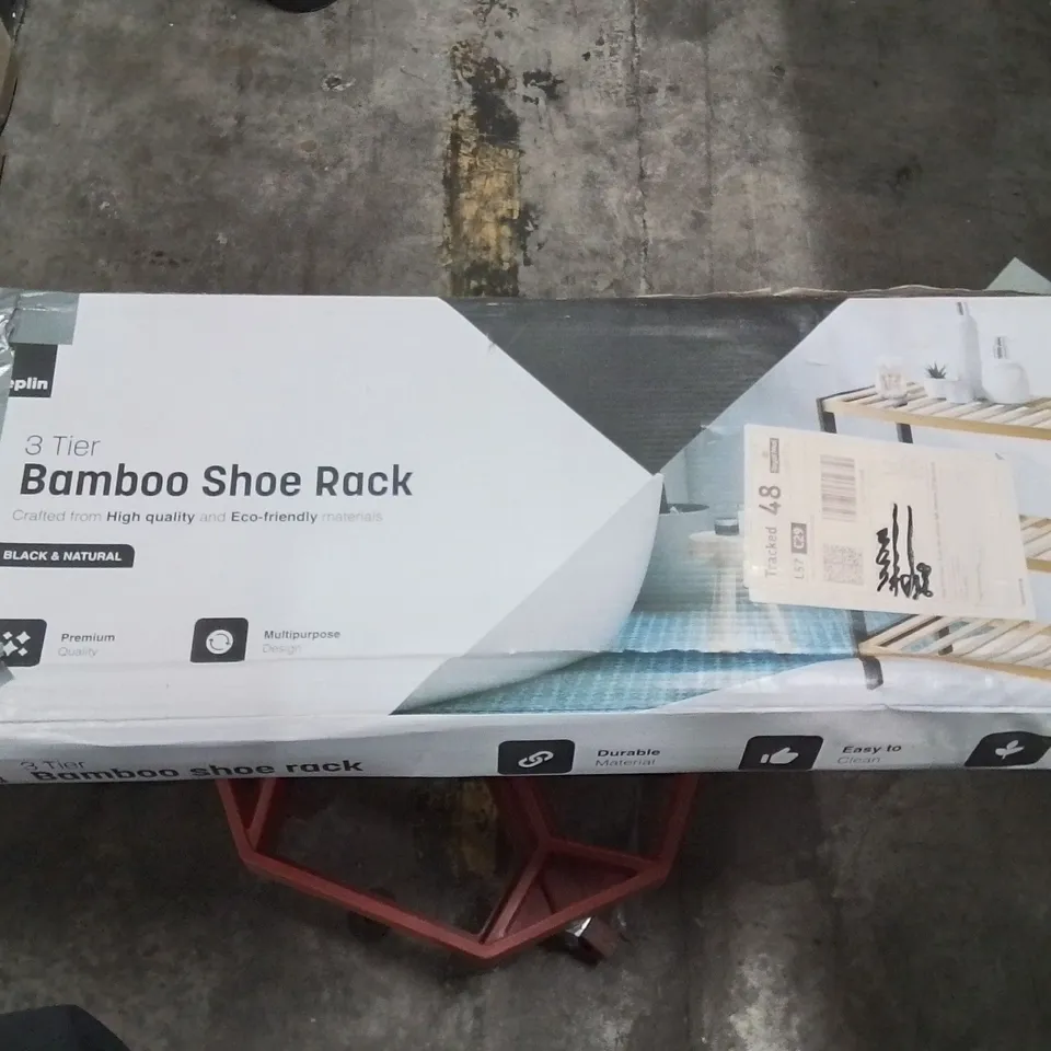 BOXED 3 TIER BAMBOO SHOE RACK