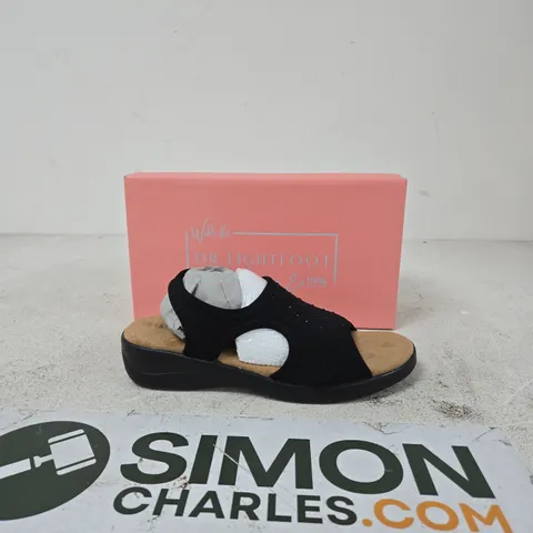 DR LIGHTFOOT WIDE FIT WOMEN'S SANDALS β BLACK SUEDE SLIP-ON SIZE 6