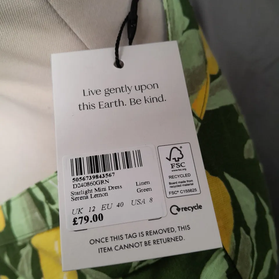 NOBODYS CHILD STARLIGHT MINI DRESS IN SERENA LEMON - UK 12