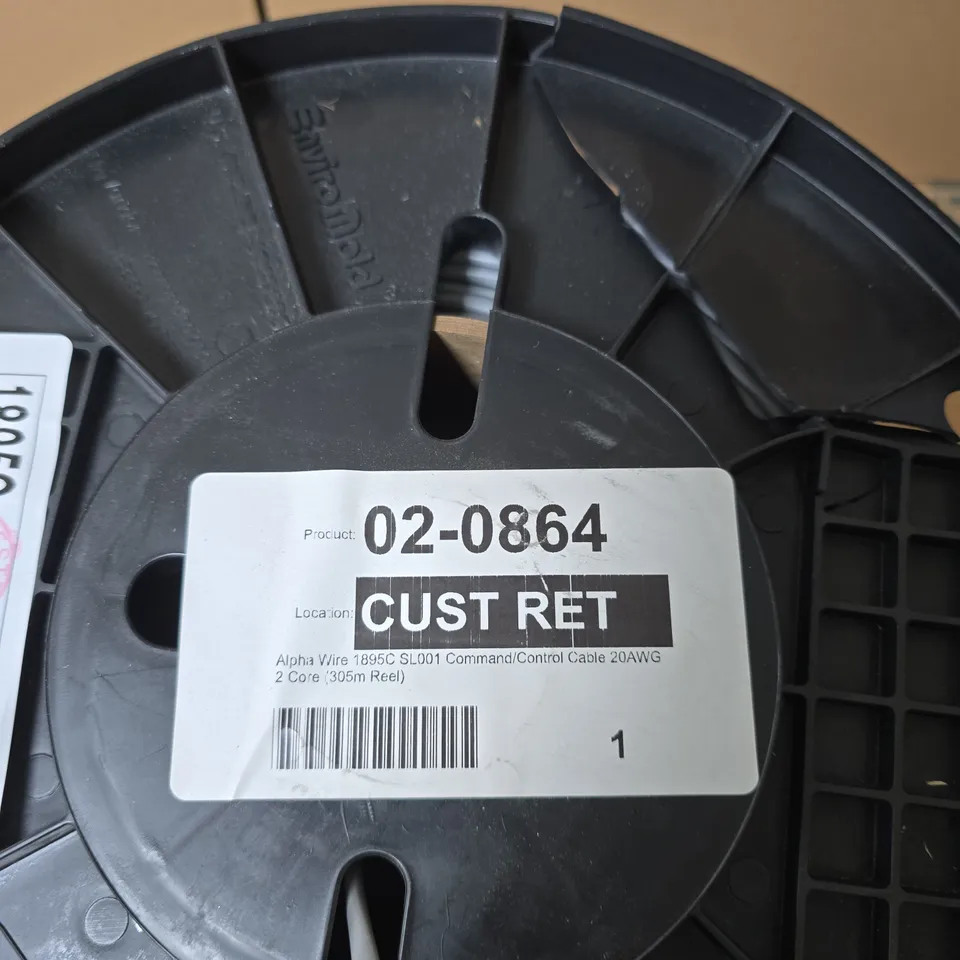 ALPHA WIRE 1895C SL001 20AWG 2-CORE COMMAND/CONTROL CABLE – 305M REEL (02-0864)