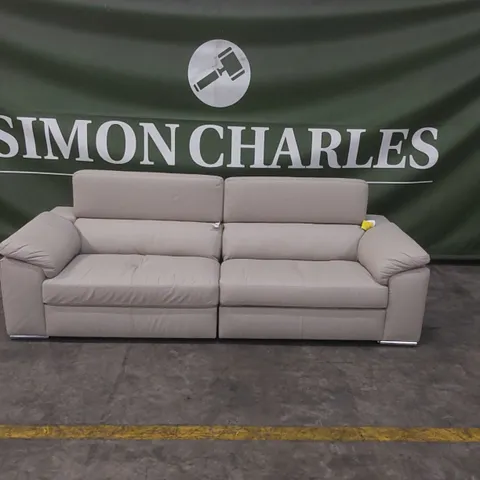 QUALITY DESIGNER BRADY 4 SEATER SOFA - GREY LEATHER