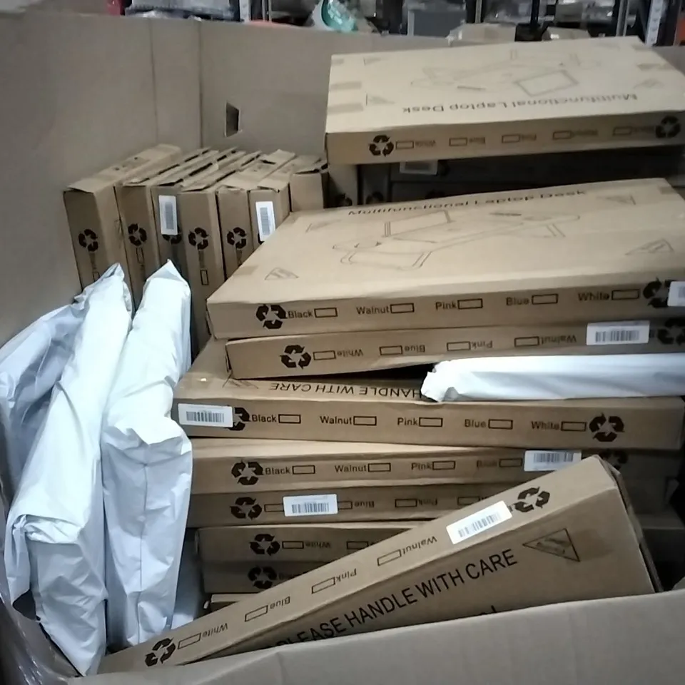 PALLET OF ASSORTED PRODUCTS INCLUDING MULTIFUNCTIONAL LAPTOP DESKS AND OVAL TOILET SEATS