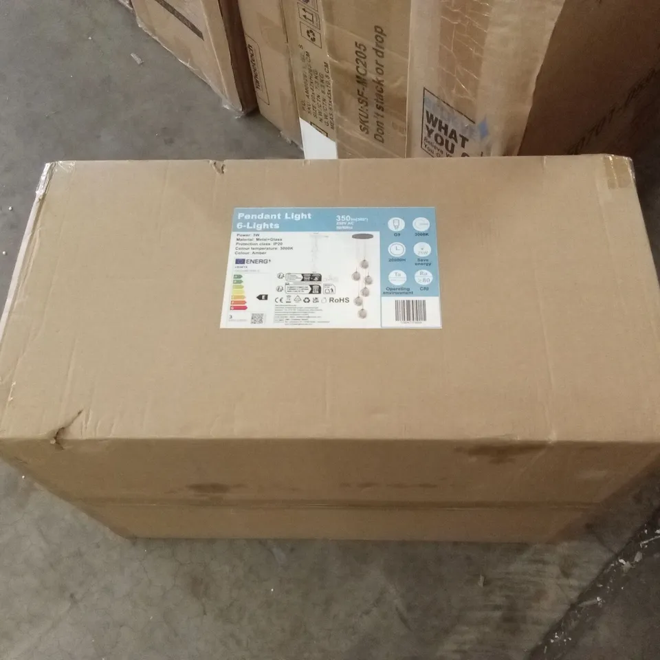 BOXED 6-LIGHT PENDANT LIGHT (1 BOX)