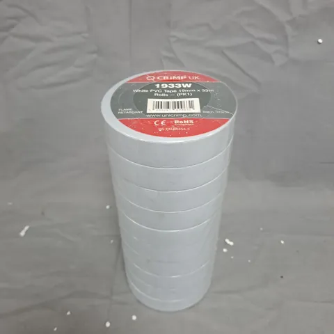Q-CRIMP UK WHITE PVC TAPE 19MM X 33M – X10