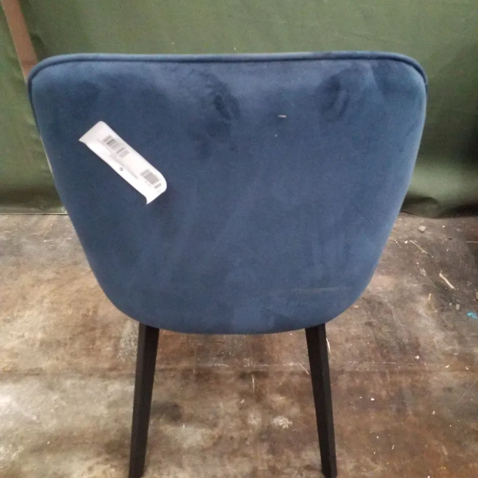 DARK BLUE VELVET DINING CHAIRS WITH BLACK METAL LEGS