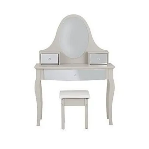 BOXED SANDY MIRROR DRESSING TABLE AND STOOL - GREY/MIRROR (1 BOX)