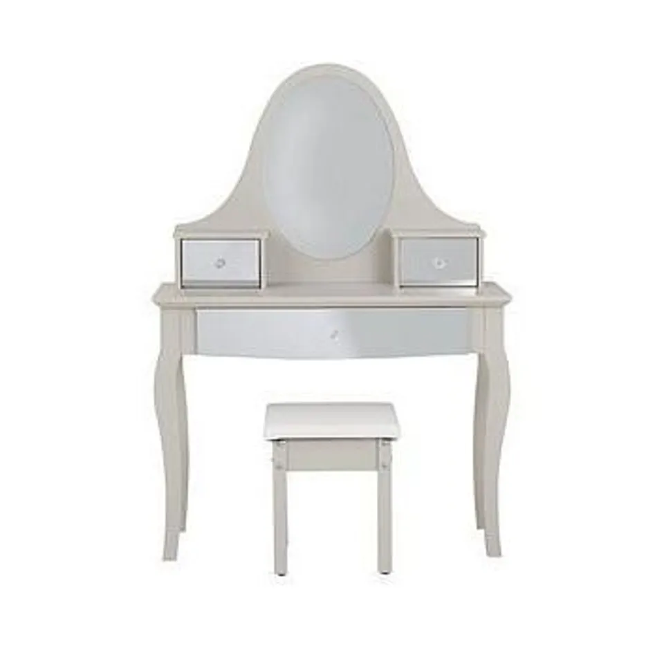BOXED SANDY MIRROR DRESSING TABLE AND STOOL - GREY/MIRROR (1 BOX)