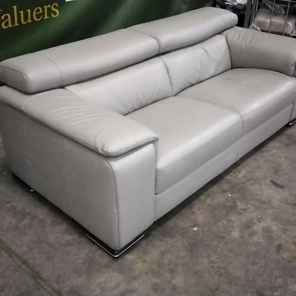 QUALITY ITALIAN DESIGNER MELO SOFA LIGHT GREY LEATHER 