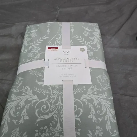 M&S HOME AIDA-ALOUETTE DAMASK DUVET COVER & PILLOWCASE SET – REVERSIBLE SATEEN
