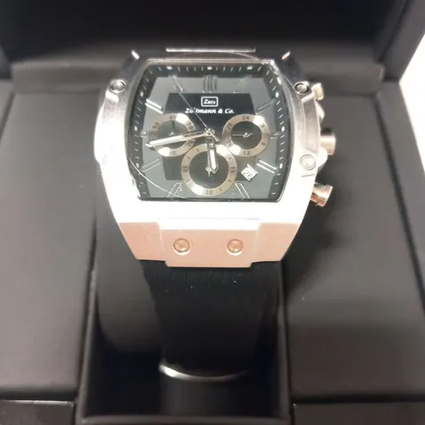 MENS ZIHLMANN & CO Z911 WATCH β CHRONOGRAPH MOVEMENT β BLACK DIAL β 3ATM β QUICK RELEASE RUBBER STRAP β 3ATM WATER RESISTANT β