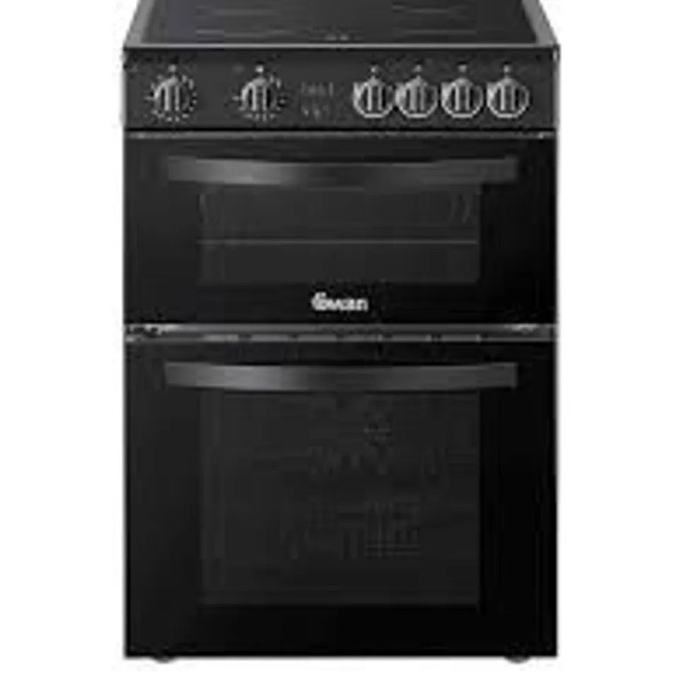 BOXED SWAN SX16730B 60CM WIDE DOUBLE OVEN ELECTRIC COOKER WITH CERAMIC HOB - BLACK