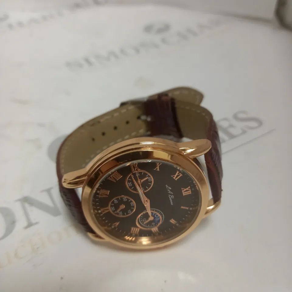 MENS LA BANUS CHRONOGRAPH STYLE WATCH – BROWN DIAL – LEATHER STRAP	