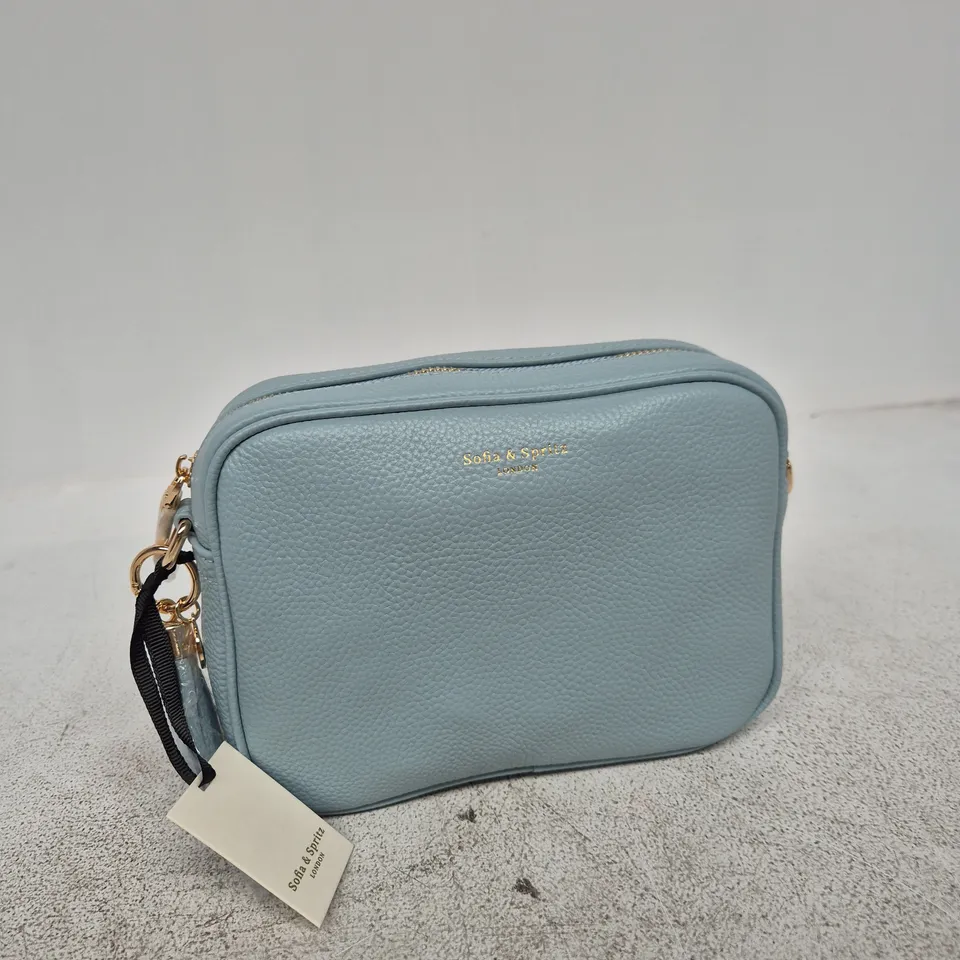 SOPHIE & SPIRITZ LIGHT BLUE PEBBLED LEATHER CROSSBODY BAG