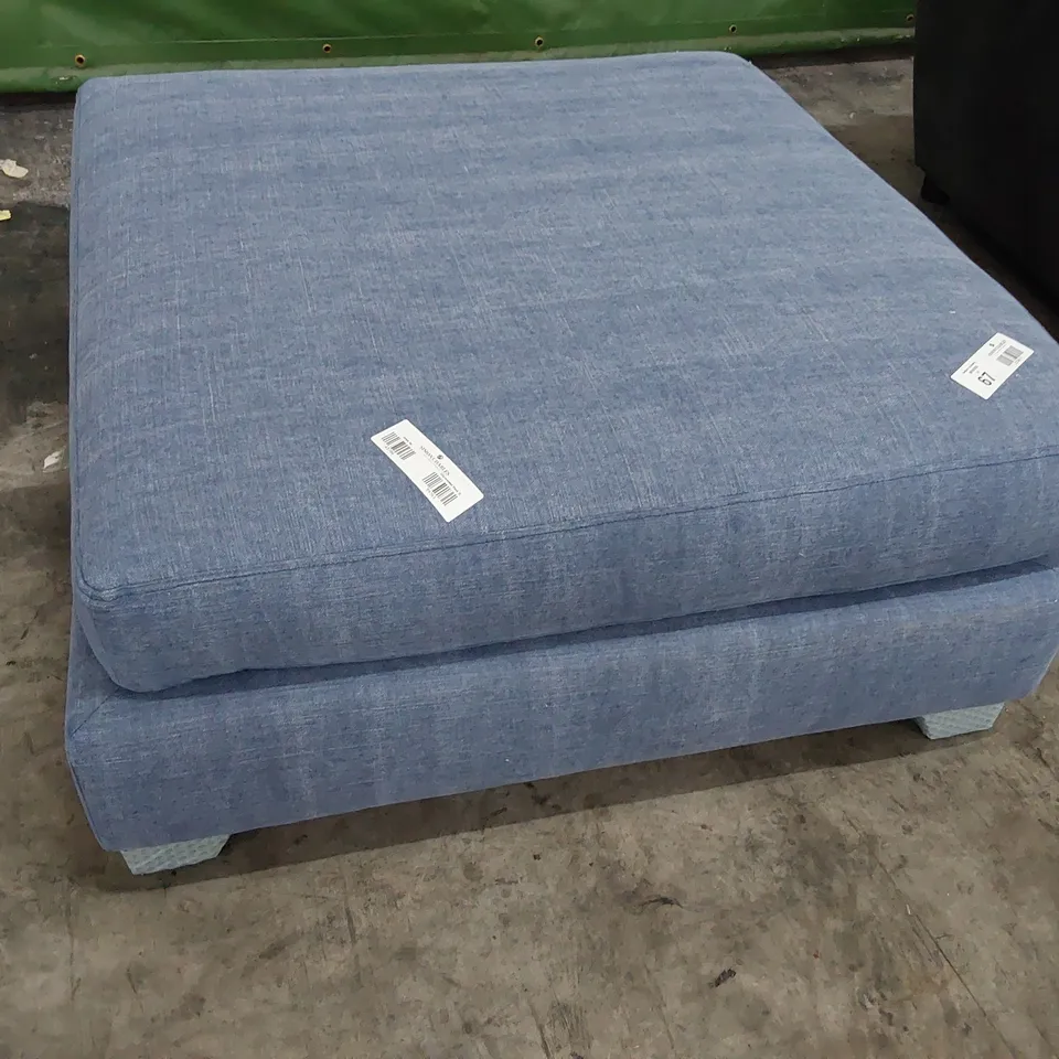 QUALITY BRITISH DESIGNER LOUNGE Co. LARGE SQUARE FOOTSTOOL BLUE FABRIC 