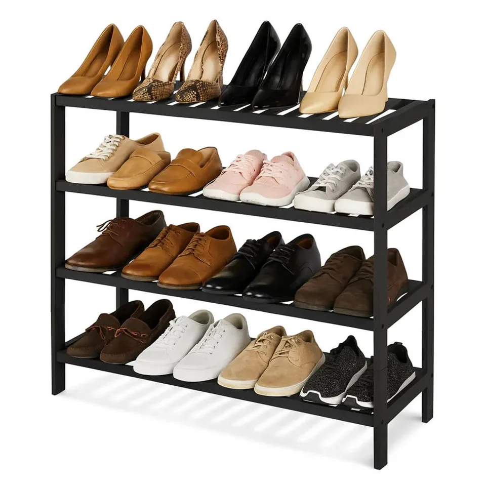 NEO BLACK/NATURAL 4-TIER BAMBOO SHOE RACK