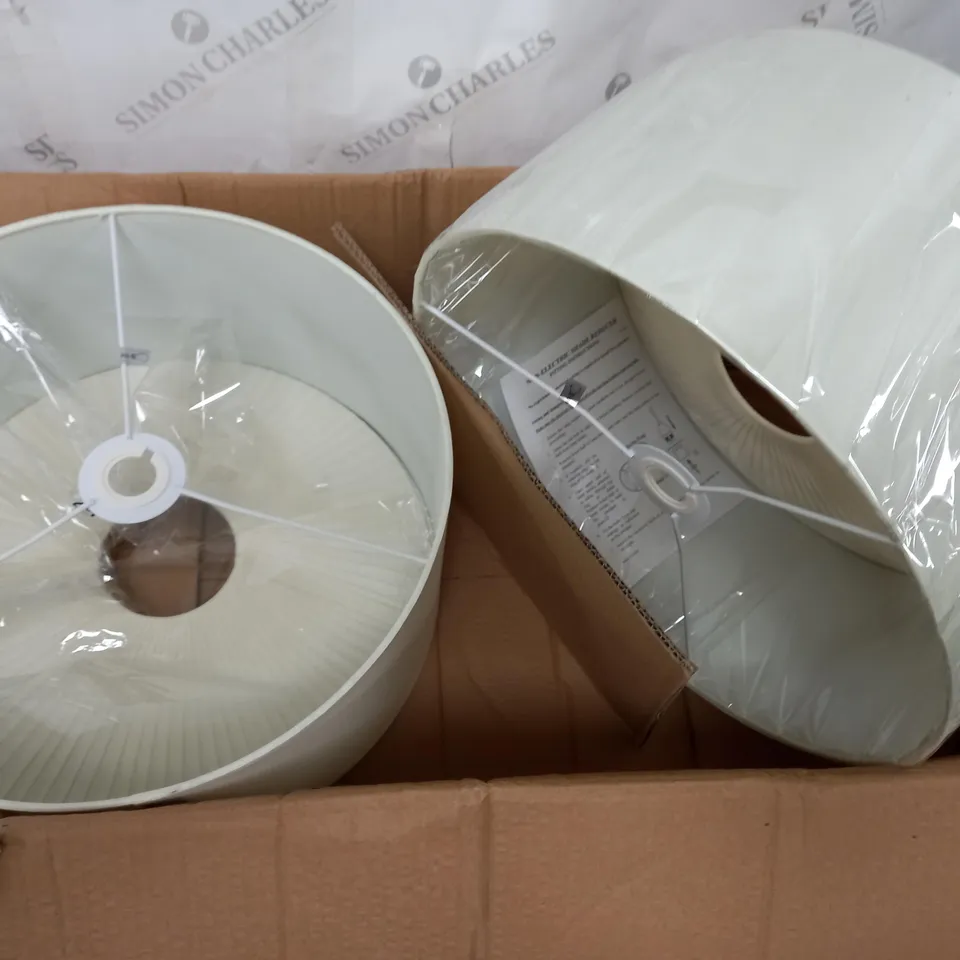 DAR LIGHTING SET OF 2 RITA 40CM FAUX SILK DRUM PENDANT SHADE 