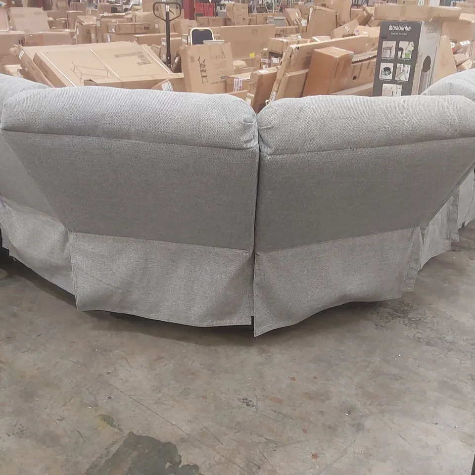 QUALITY DESIGNER PRAGA CORNER FABRIC RECLINER SOFA LIGHT GREY
