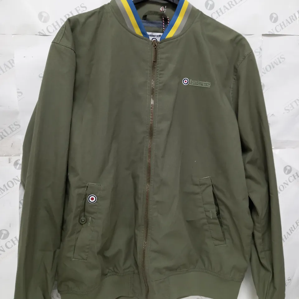 LAMBRETTA KHAKI GREEN BOMBER COAT - SIZE LARGE 