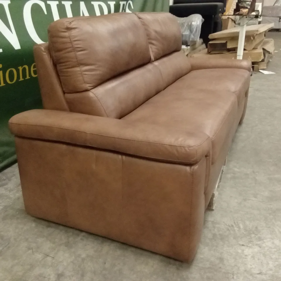 QUALITY DESIGNER ITALIAN MADE LEATHER SOFABED - BRANDY