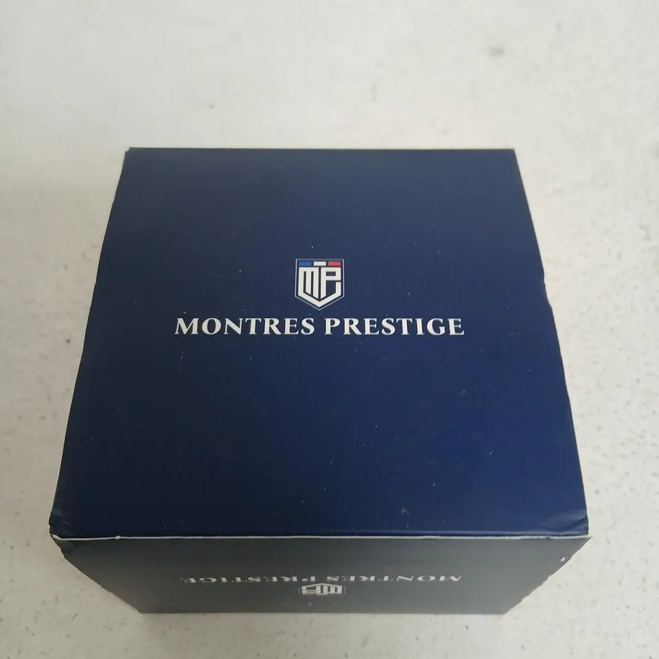MONTRES PRESTIGE WRISTWATCH – TWO-TONE STEEL & GOLD, BLACK DIAL WITH CRYSTALS