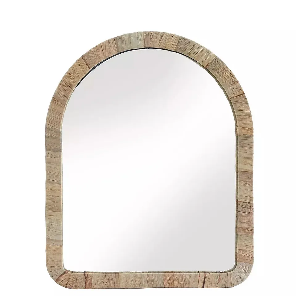 BOXED WATER HYACINTH ARCH WALL MIRROR RRP £20