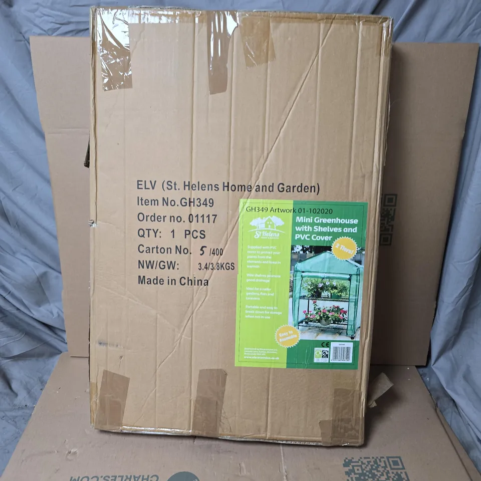 MINI GREENHOUSE WITH SHELVES AND PVC COVER – ELV / ST HELENS HOME & GARDEN (GH349)