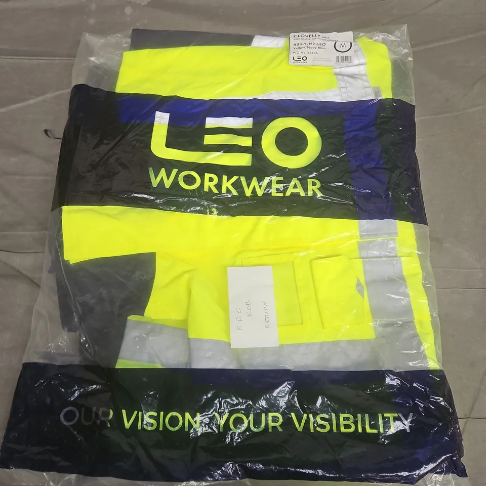 BAGGED LEO WORKWEAR CLOVELLY BREATHABLE EXECUTIVE ANORAK IN YELLOW/NAVY (A04-Y/NV-LEO) - MEDIUM