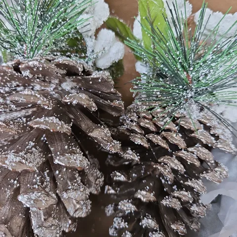 SET 6 FROSTED PINECONE TREE ORNAMENTS