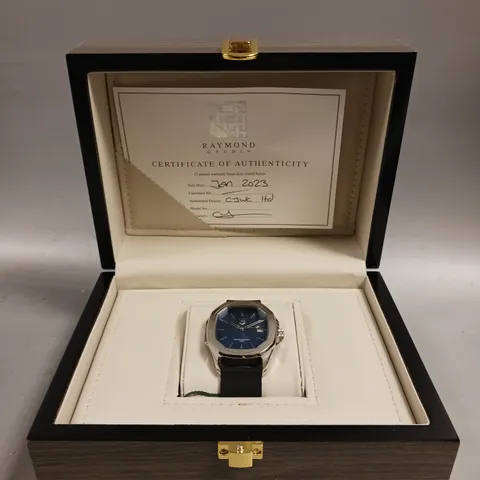 MENS RAYMOND GAUDIN WATCH – 316 STAINLESS STEEL CASE – JPN MOVEMENT – BLUE DIAL – RUBBER STRAP