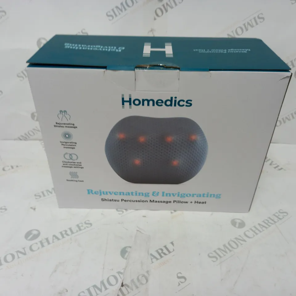 HOMEDICS REJUVENATING & INVIGORATING SHIATSU PERCUSSION MASSAGE PILLOW + HEAT