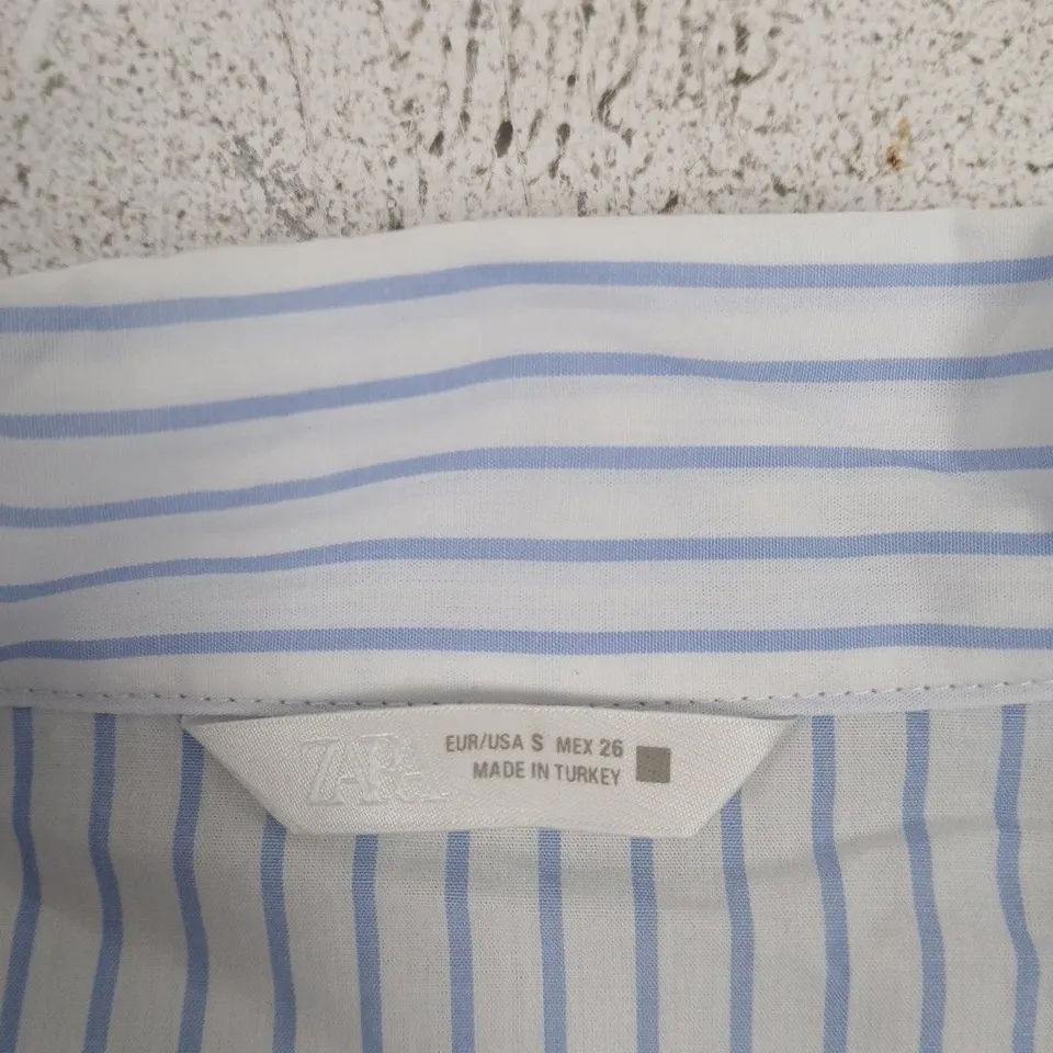 ZARA BLUE & WHITE STRIPED BUTTON-DOWN SHIRT – UK SIZE S (EUR/USA S)