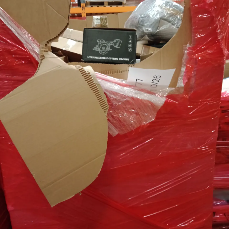 PALLET OF ASSORTED HOUSEHOLD GOODS AND PRODUCTS TO INCLUDE; CUTTING MACHINE,SMART BABY SCALES, CUSHION