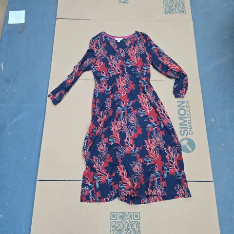 UK 12P WHITE STUFF PETITE NAVY FLORAL PRINT DRESS