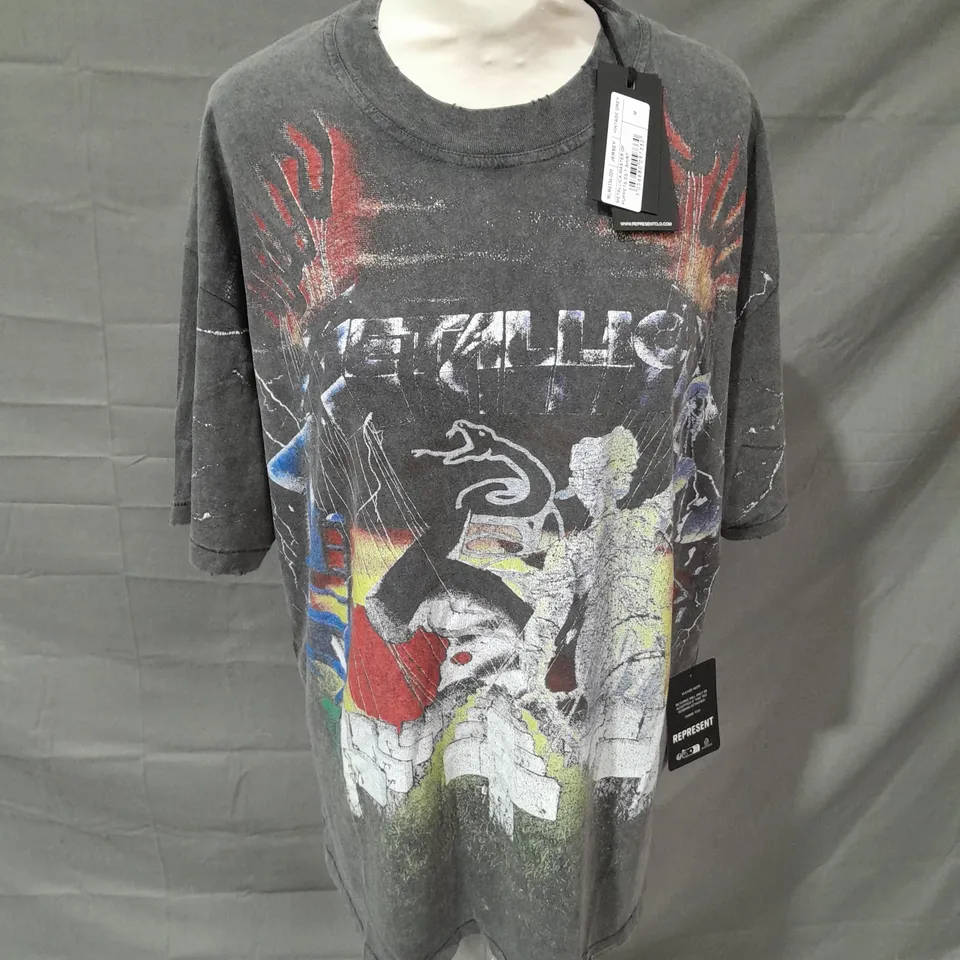 REPRESENT METALLICA MASTER OF PUPPETS JERSEY TSHIRT IN VINTAGE GREY SIZE M