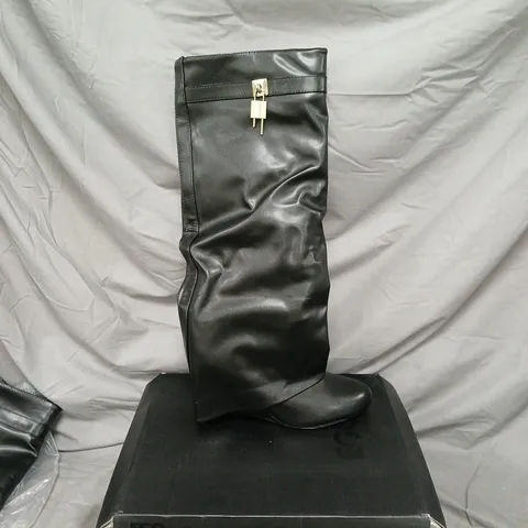 EGO I AM THE ONE KNEE HIGH BOOTS - BLACK - SIZE 7