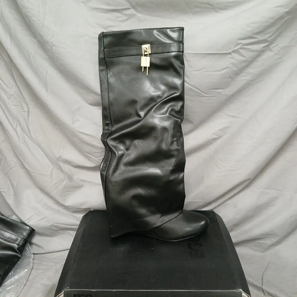 EGO I AM THE ONE KNEE HIGH BOOTS - BLACK - SIZE 7