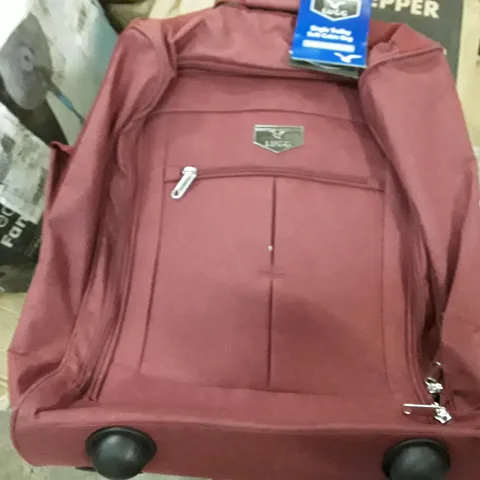 LUGG SINGLE TROLLEY SOFT CABIN BAG - BURGUNDY