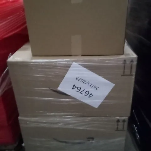 PALLET OF ASSORTED ITEMS INCLUDING DOLL MACHINES , PAPER SHEETS , FOLDING STEP STOOLS , ETC