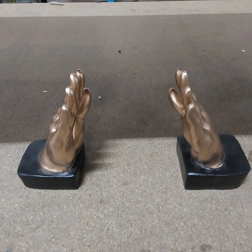 BOXED OPEN PALM READING HANDS BOOKENDS 
