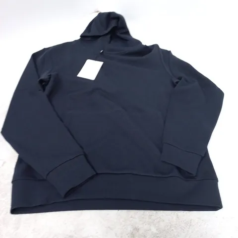 ARNE INTERLOCK JERSEY ESSENTIAL HOODIE – NAVY, SIZE S