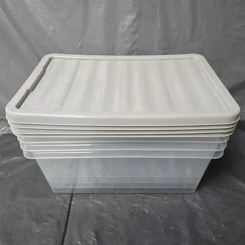 4 CLEAR STORAGE TUBS WITH LIDS