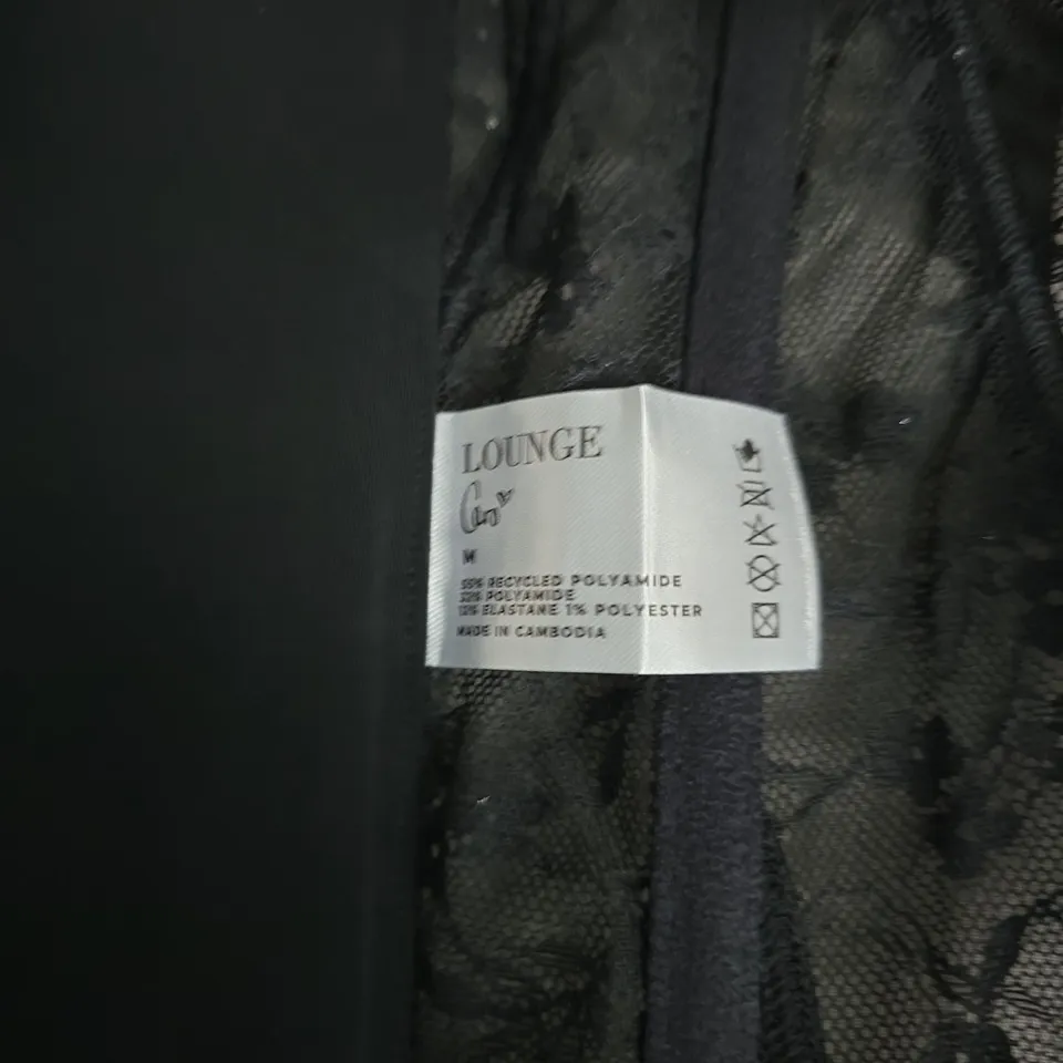 LOUNGE LACE BASQUE CORSET WITH GARTER STRAPS – BLACK – UK M