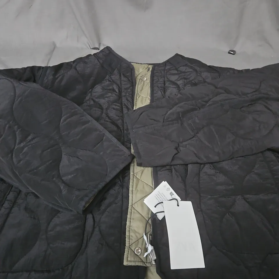ZARA BLACK QUILTED PUFFER JACKET – UK SIZE L