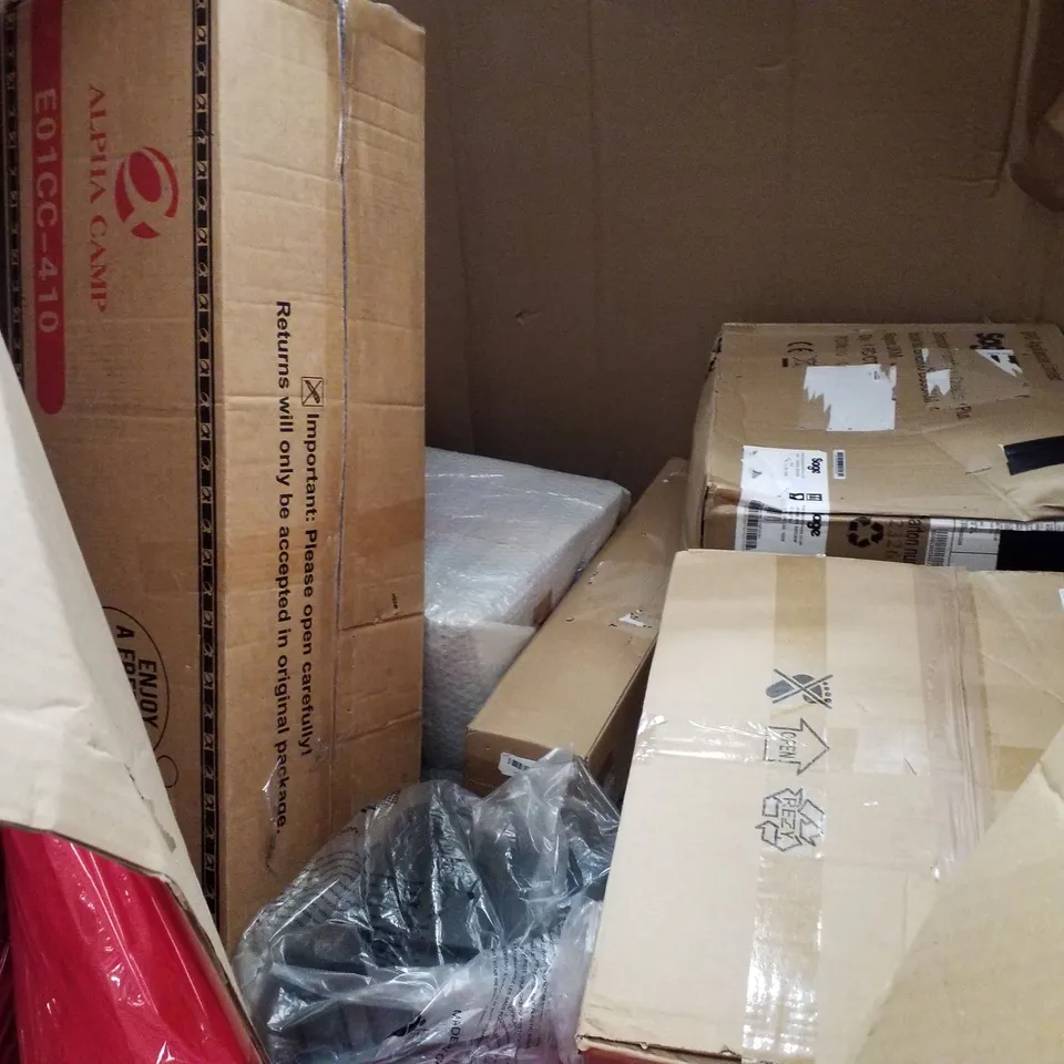 PALLET OF ASSORTED PRODUCTS INCLUDING BAIN MARIE, CAMPING CART, BUCKET STORAGE, PEDAL BIN