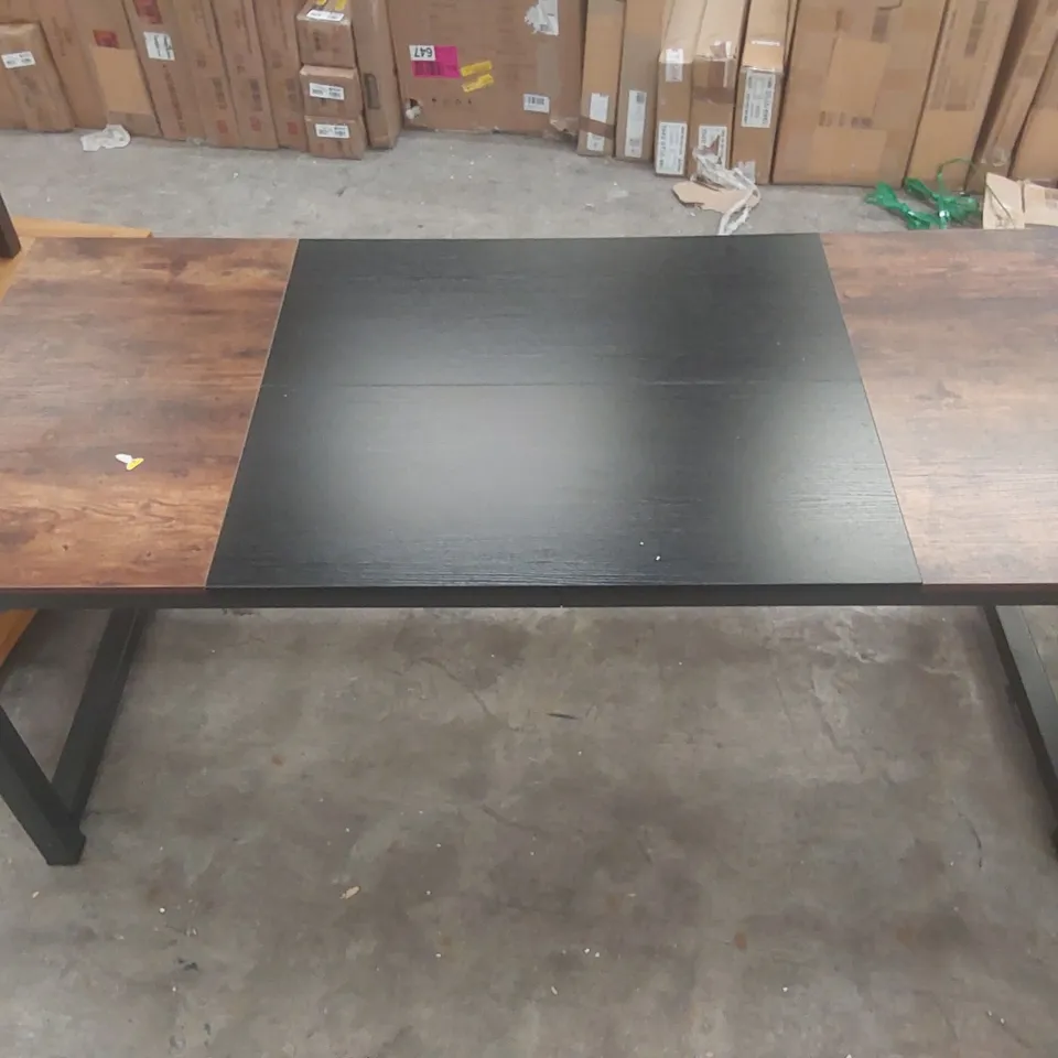 DESIGNER WOODEN DINING TABLE WITH METAL BASE