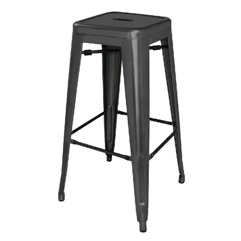 BOXED SET OF 3x BOLERO BISTRO STEEL HIGH STOOL BLACK