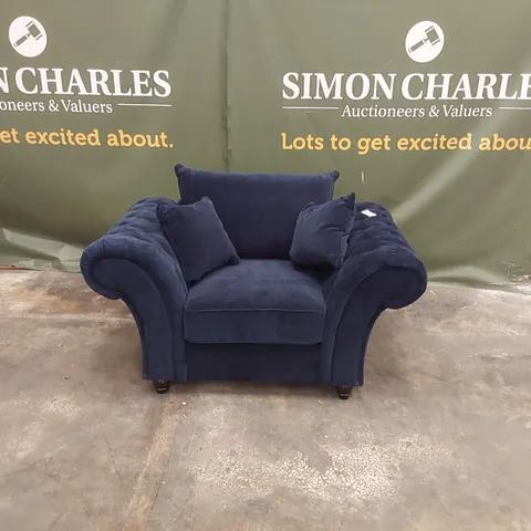 QUALITY DESIGNER WINDSOR ARMCHAIR - NAVY
