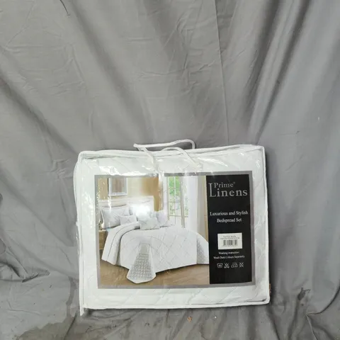 L Prime Linens Bedspread Set – White, Luxurious & Stylish. 240 x 250cm