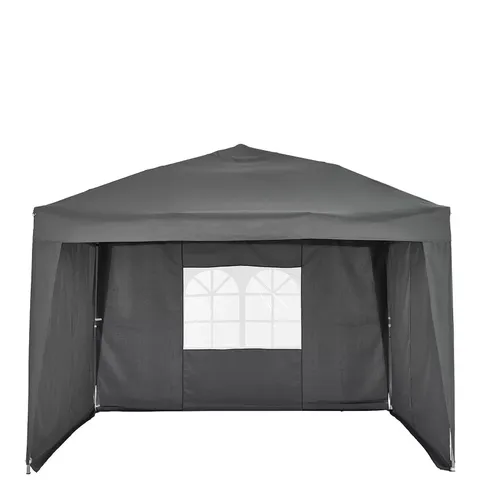 BOXED 3M X 3M POP UP GAZEBO WITH 3 PIECE SIDE PANELS - GREY (COLLECTION ONLY)